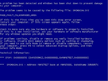 Windows Stop Error  (Blue Screen of Death)